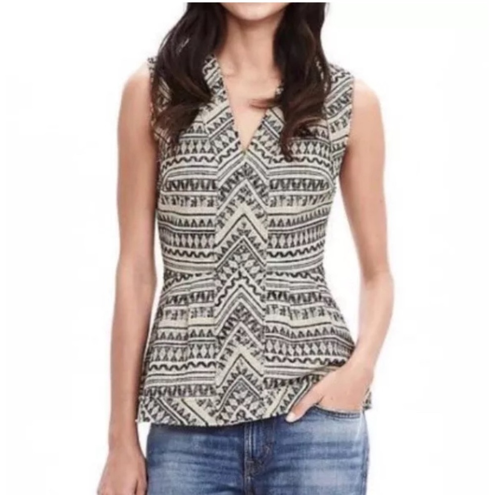 Banana Republic Tribal Woven Peplum Sleeveless Top